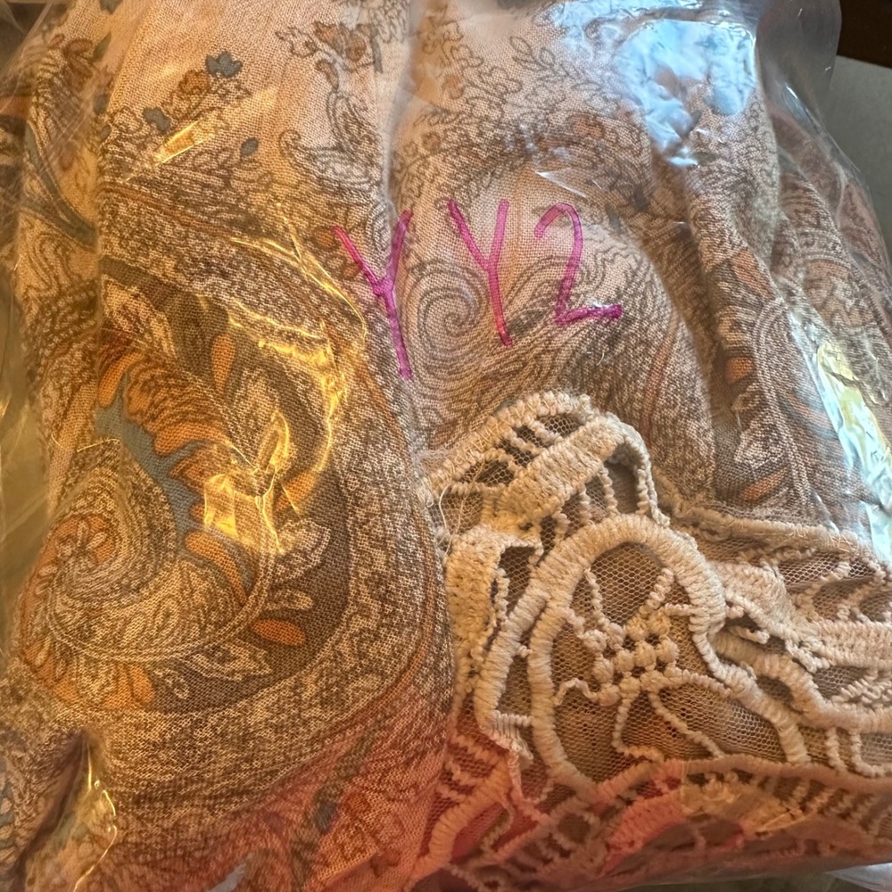 Free People Dress Size Small Sweet Thing Paisley Print Mini Dress Crochet Detail - Picture 11 of 11